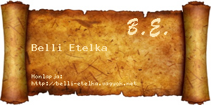 Belli Etelka névjegykártya